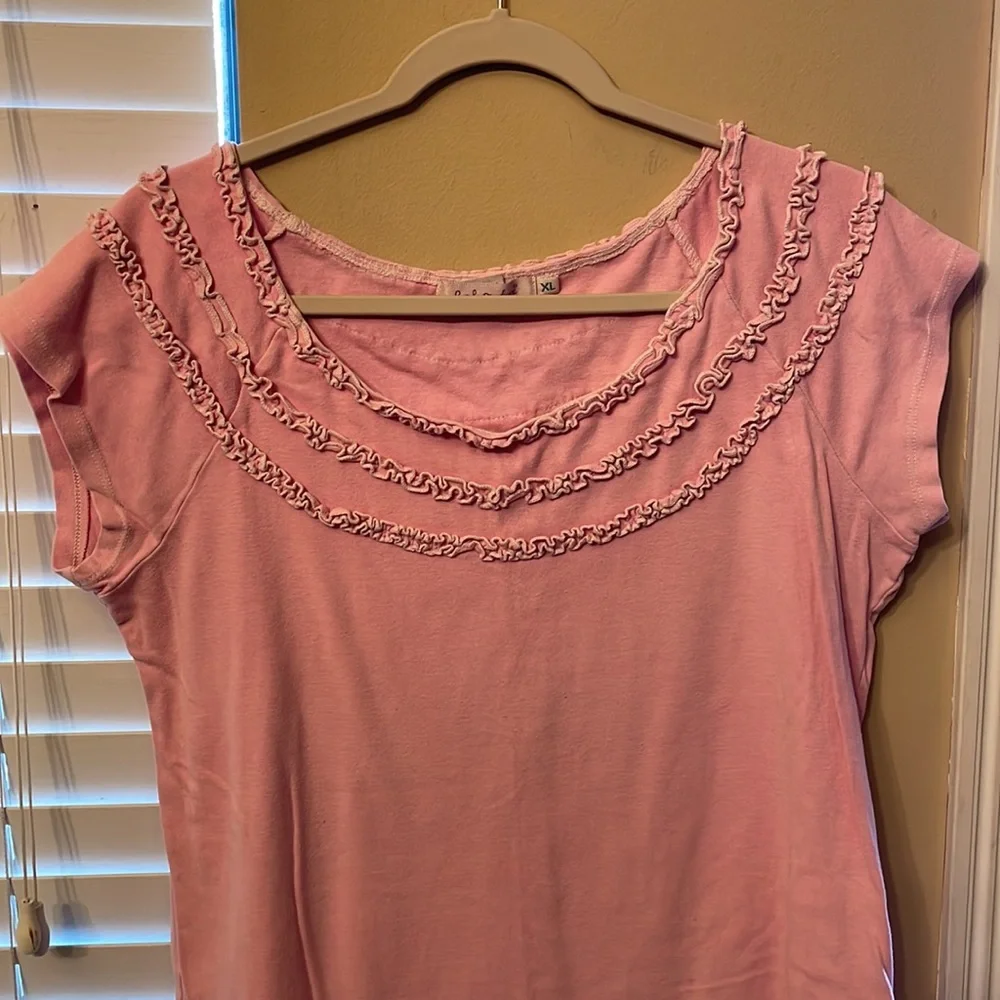 Vintage Pink Ruffle Tee - Picture 2 of 5